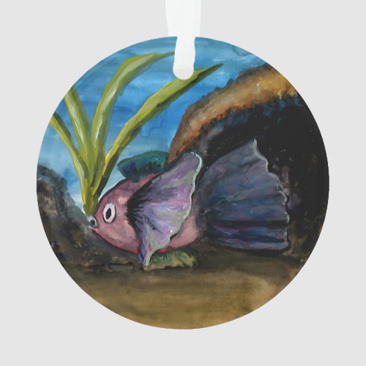 魚の水彩画のフロリダの熱帯クリスマス オーナメント (裏面)