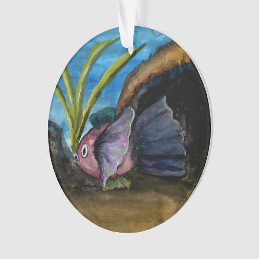 魚の水彩画のフロリダの熱帯クリスマス オーナメント (正面)