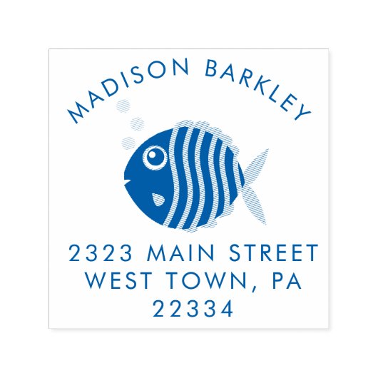 魚の水族館かわいい子の差出人住所スタンプ セルフインキングスタンプ (デザイン)