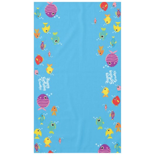 魚の水族館かわいい最初の誕生日テーブルクロス テーブルクロス (正面)