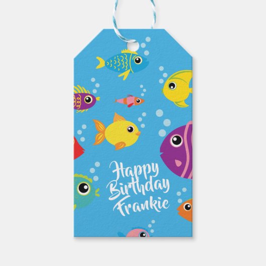 魚の水族館バースデーパーティーありがとうギフトラベル ギフトタグ (正面)