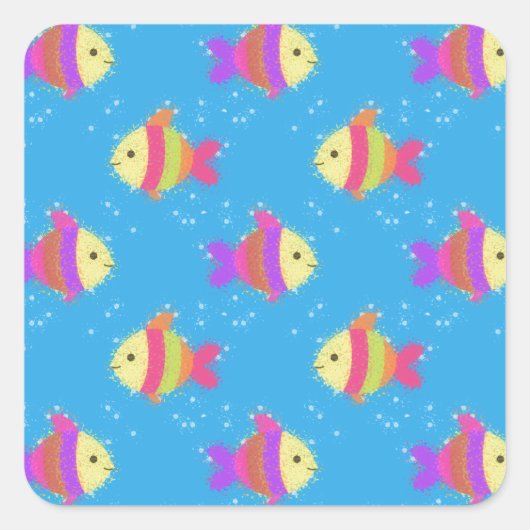 魚の水柄 スクエアシール (正面)