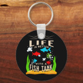魚の水槽、魚の恋人と人生おもしろいは良い キーホルダー (正面)