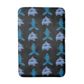 魚の水泳画像の水色の青 バスマット (正面縦)