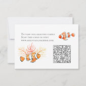 魚の水色の結婚登録エンクロージャカード 出欠カード (裏面)