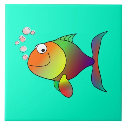 魚の泡、かわいい、カラフル タイル (正面)