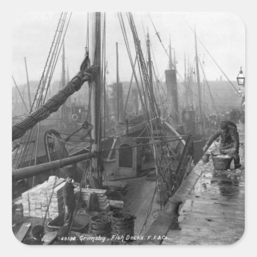 魚の波止場、グリムズビー、20世紀初頭 スクエアシール (正面)