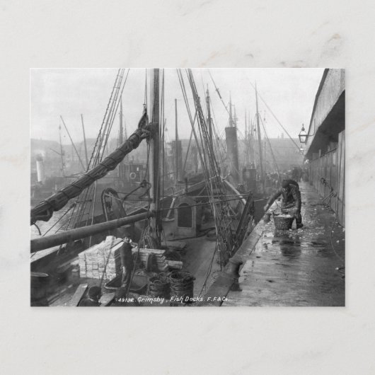 魚の波止場、Grimsbyの20世紀初頭 ポストカード (正面)