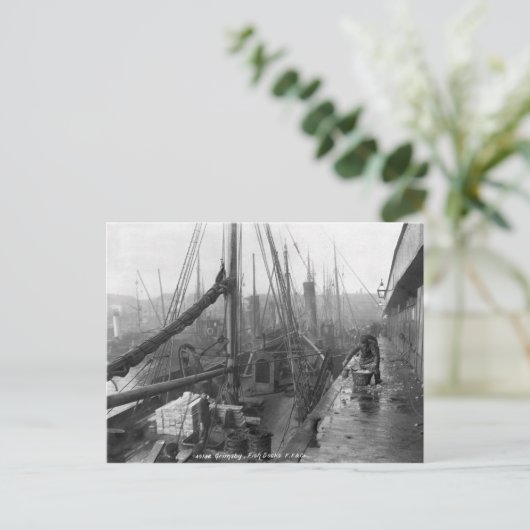 魚の波止場、Grimsbyの20世紀初頭 ポストカード (スタンド正面)