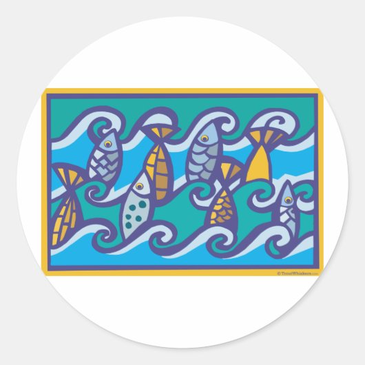 魚の波 ラウンドシール (正面)