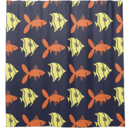 魚の泳ぐグラフィカルなオレンジ色の任意の色 シャワーカーテン