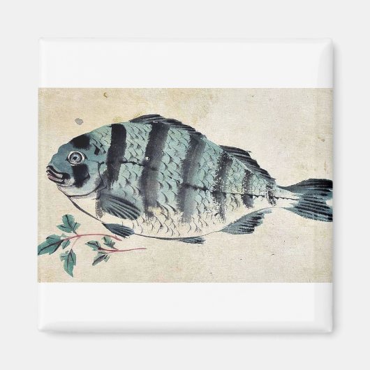 魚の浮世絵 マグネット (正面)