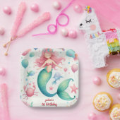 魚の海クール青の人魚の海1st誕生日 ペーパープレート (パーティー)