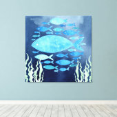 魚の海引きキャンバス印刷 キャンバスプリント (インサイチュ (ウッドフロア))