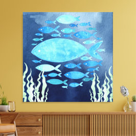 魚の海引きキャンバス印刷 キャンバスプリント