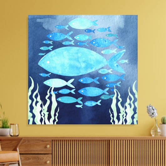 魚の海引きキャンバス印刷 キャンバスプリント (インサイチュ (リビング))