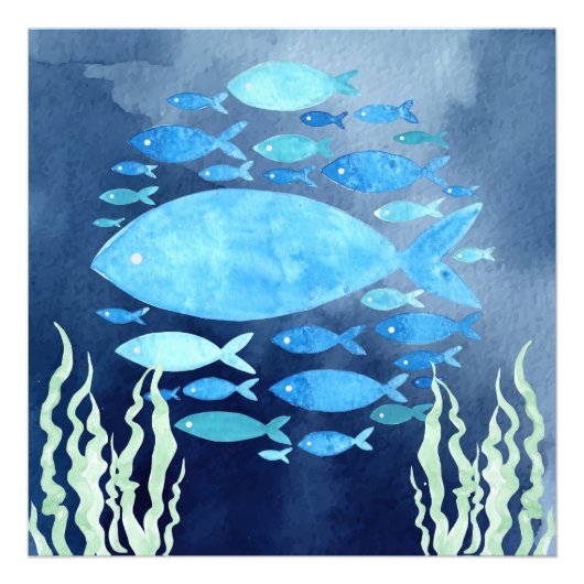 魚の海引きキャンバス印刷 フォトプリント            (正面)
