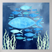 魚の海引きキャンバス印刷 ポスター (正面)