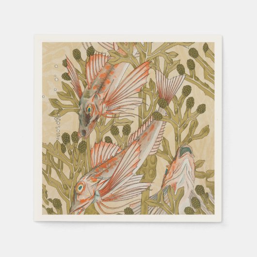 魚の海生水中動物 スタンダードカクテルナプキン (正面)