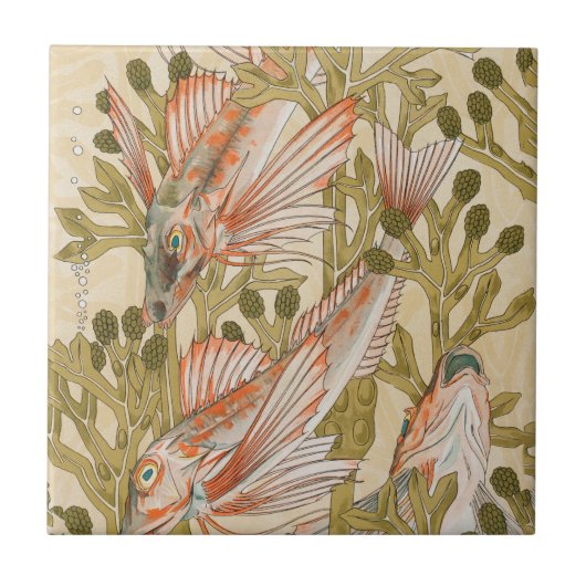 魚の海生水中動物 タイル (正面)