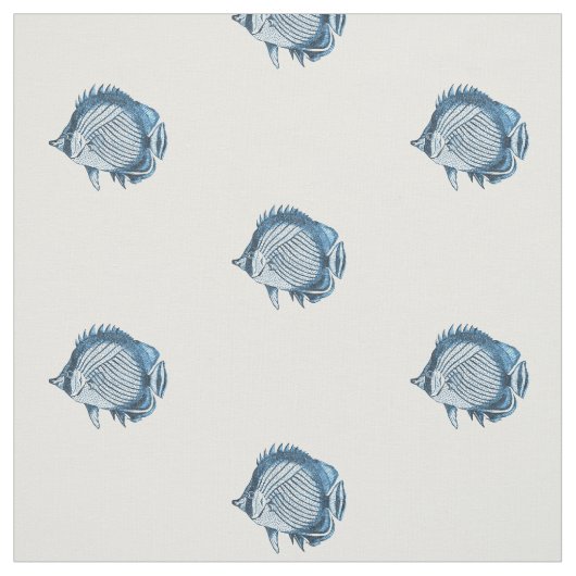 魚の海航海の岸海ビーチ青 ファブリック (見本)