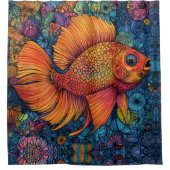 魚の海 お洒落 シャワーカーテン (正面)