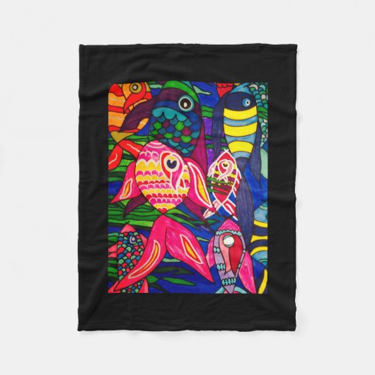 魚の海 フリースブランケット (正面)