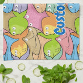 魚の漫画のタオル キッチンタオル (折り畳み)