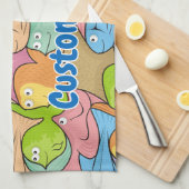 魚の漫画のタオル キッチンタオル (四つ折り)