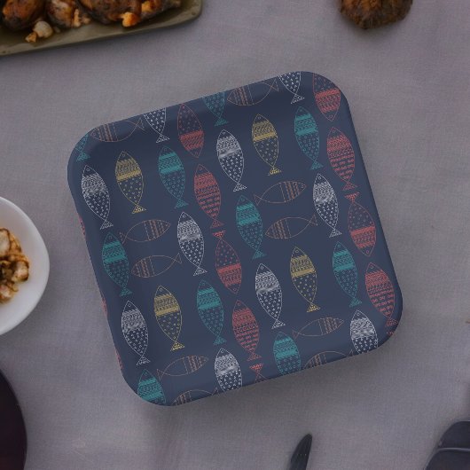 魚の漫画パターン ペーパープレート