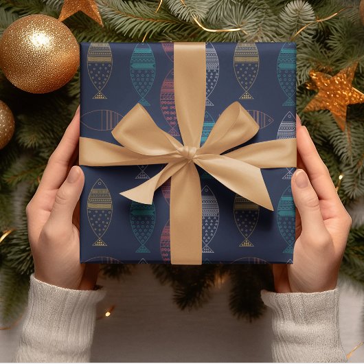 魚の漫画パターン ラッピングペーパー