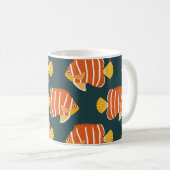 魚の熱狂：ヴィンテージシームレスデザイン コーヒーマグカップ (正面右)