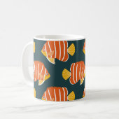 魚の熱狂：ヴィンテージシームレスデザイン コーヒーマグカップ (正面左)
