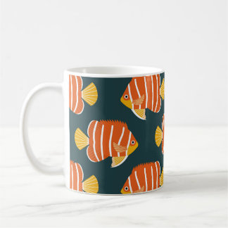 魚の熱狂：ヴィンテージシームレスデザイン コーヒーマグカップ
