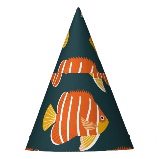 魚の熱狂：ヴィンテージシームレスデザイン パーティーハット (正面)