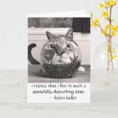 魚の猫は私が…時に住んでいること、私喜びますボーリングをします カード (黄色い花)