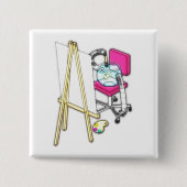 魚の画家（"水彩"） - 缶バッジ (正面)