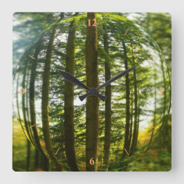 魚の目を通る森 スクエア壁時計