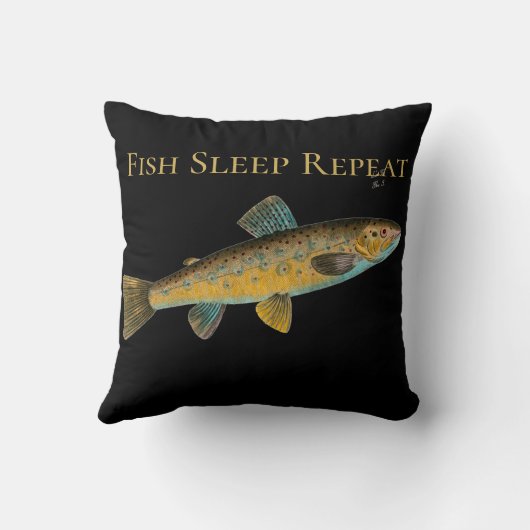 魚の睡眠リピート漁師の男の洞窟の装飾 クッション (裏面)