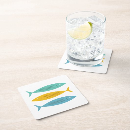 魚の積み上げ スクエアペーパーコースター (インサイチュ)