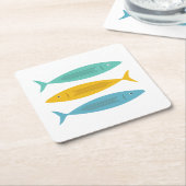 魚の積み上げ スクエアペーパーコースター (アングル)