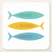 魚の積み上げ スクエアペーパーコースター (正面)