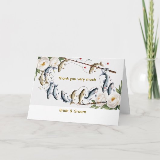 魚の結婚魚釣り好きのテーマ サンキューカード (正面)