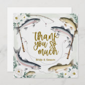 魚の結婚魚釣り好きのテーマ サンキューカード (正面/裏面)