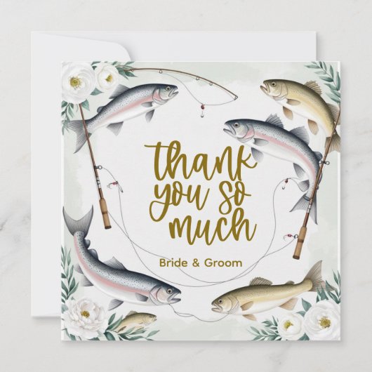 魚の結婚魚釣り好きのテーマ サンキューカード (正面)