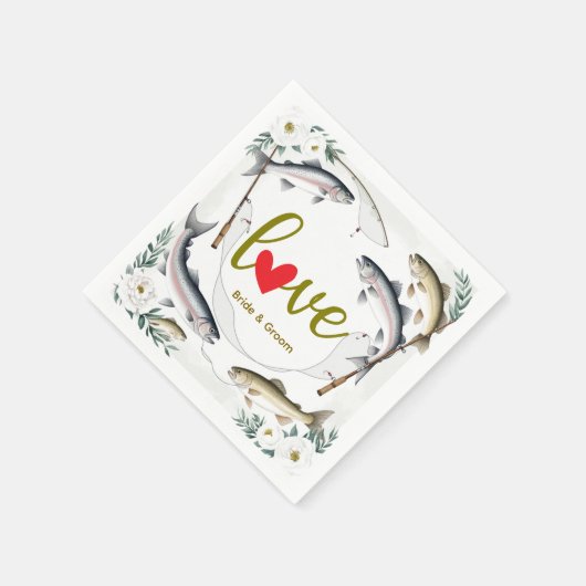 魚の結婚魚釣り好きのテーマ スタンダードカクテルナプキン (角)