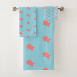 魚の繰り返し子供ベビーリトルブルーバスタオルセット バスタオルセット