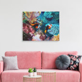 魚の美しい珊瑚礁 キャンバスプリント (インサイチュ (リビング))