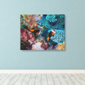 魚の美しい珊瑚礁 キャンバスプリント (インサイチュ (ウッドフロア))