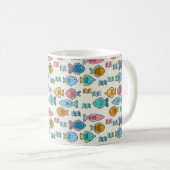 魚の群れプリント コーヒーマグカップ (正面右)